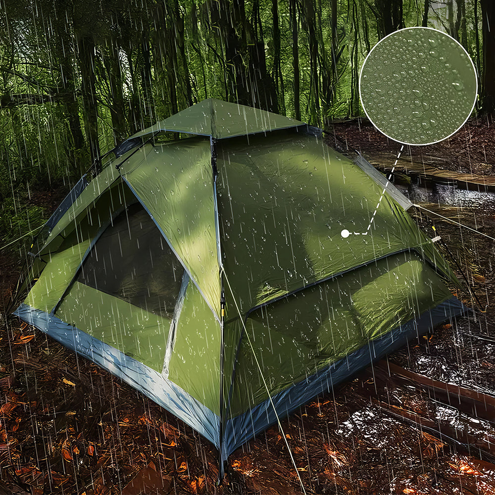 Camping Tent Waterproof Windproof Pop Up 4 Person with Footprint Tarp