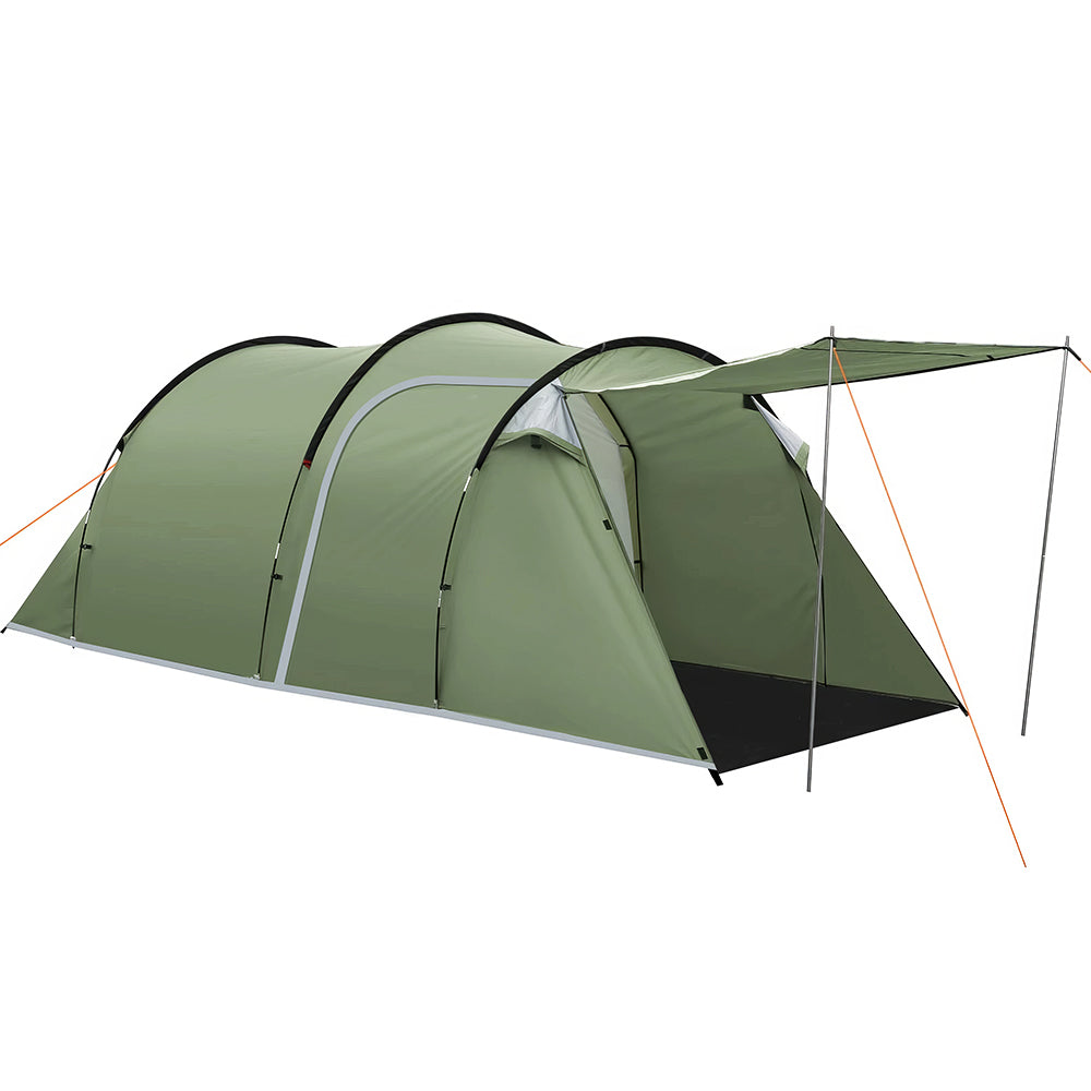4-Person Tunnel Camping Tent with Waterproof Coating and Screened Porch