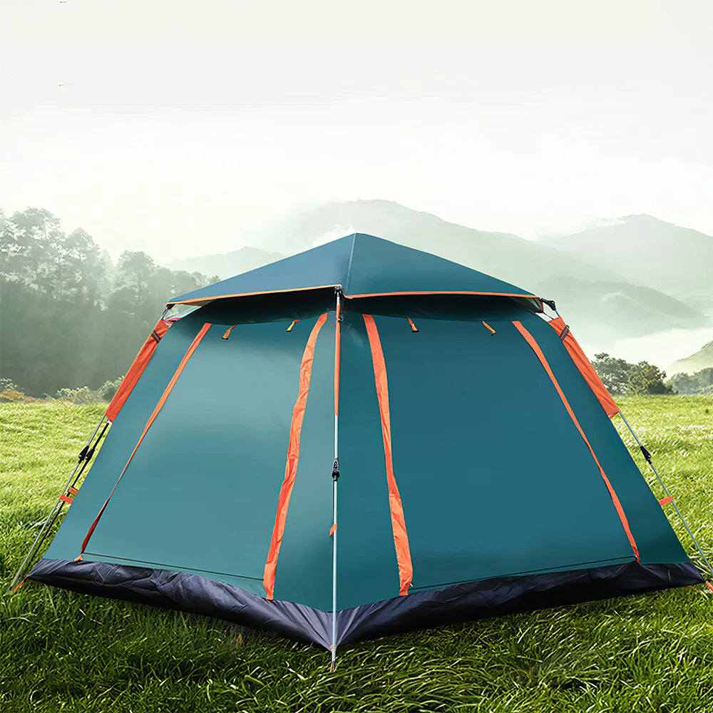 4-Person Pop-Up Camping Tent with Waterproof and Windproof Fabric
